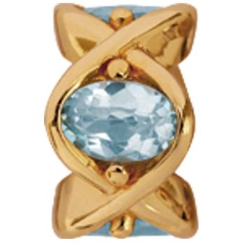 Christina Sky Topaz charm – forgyldt sølv, 6 mm til Classic læderarmbånd